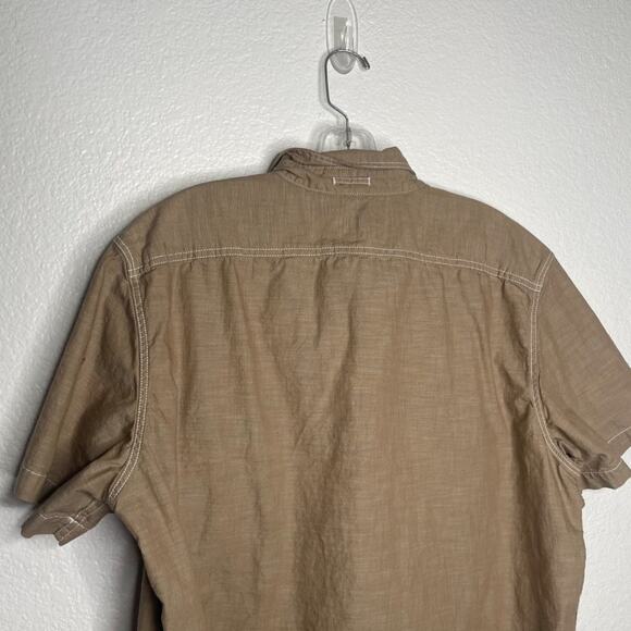 GAP Mens Shirt Size L Light Brown Short Sleeve Collared Button Down Unlined - Picture 13 of 15